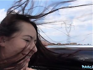 PublicAgent molten dark-hued haired Russian penetrated on a car